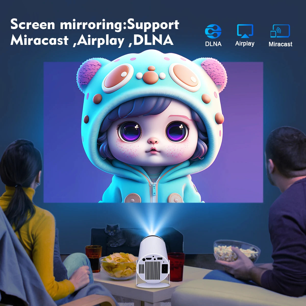 Miniproyector Magcubic 4K Ultra HD con corrección trapezoidal automática y control remoto por aire con Bluetooth y WiFi 6 - HY300PRO