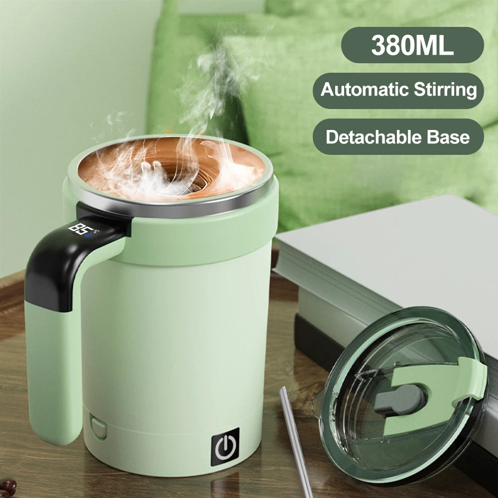 (2025 Upgraded) Automatic Magnetic Stirring Mug With Straw & Lid Stainless Steel Waterproof USB Electric Mixing Coffee Mug