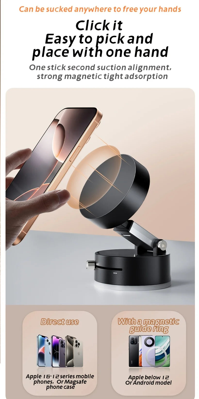 Magnetic Suction Phone Stand, Foldable And Retractable