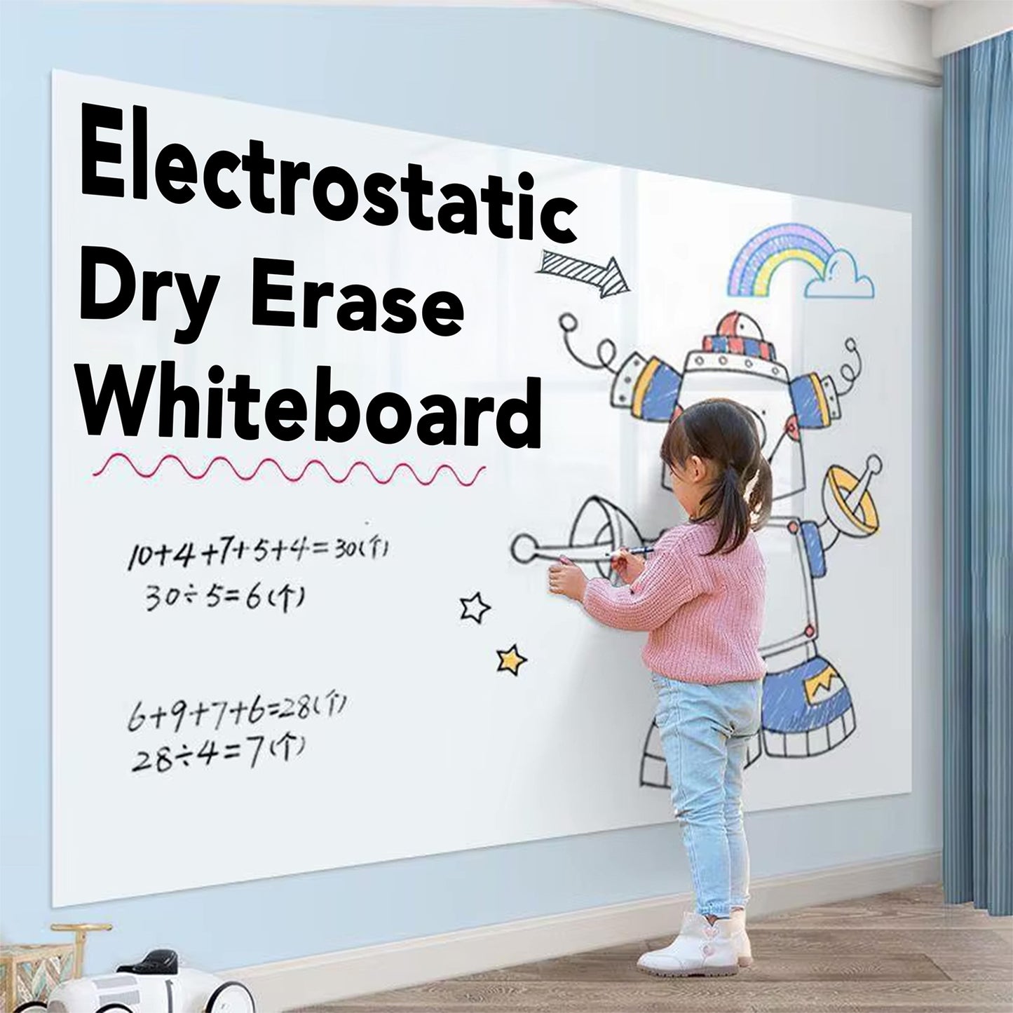Static Cling Dry Erase Whiteboard (No Adhesive Required)