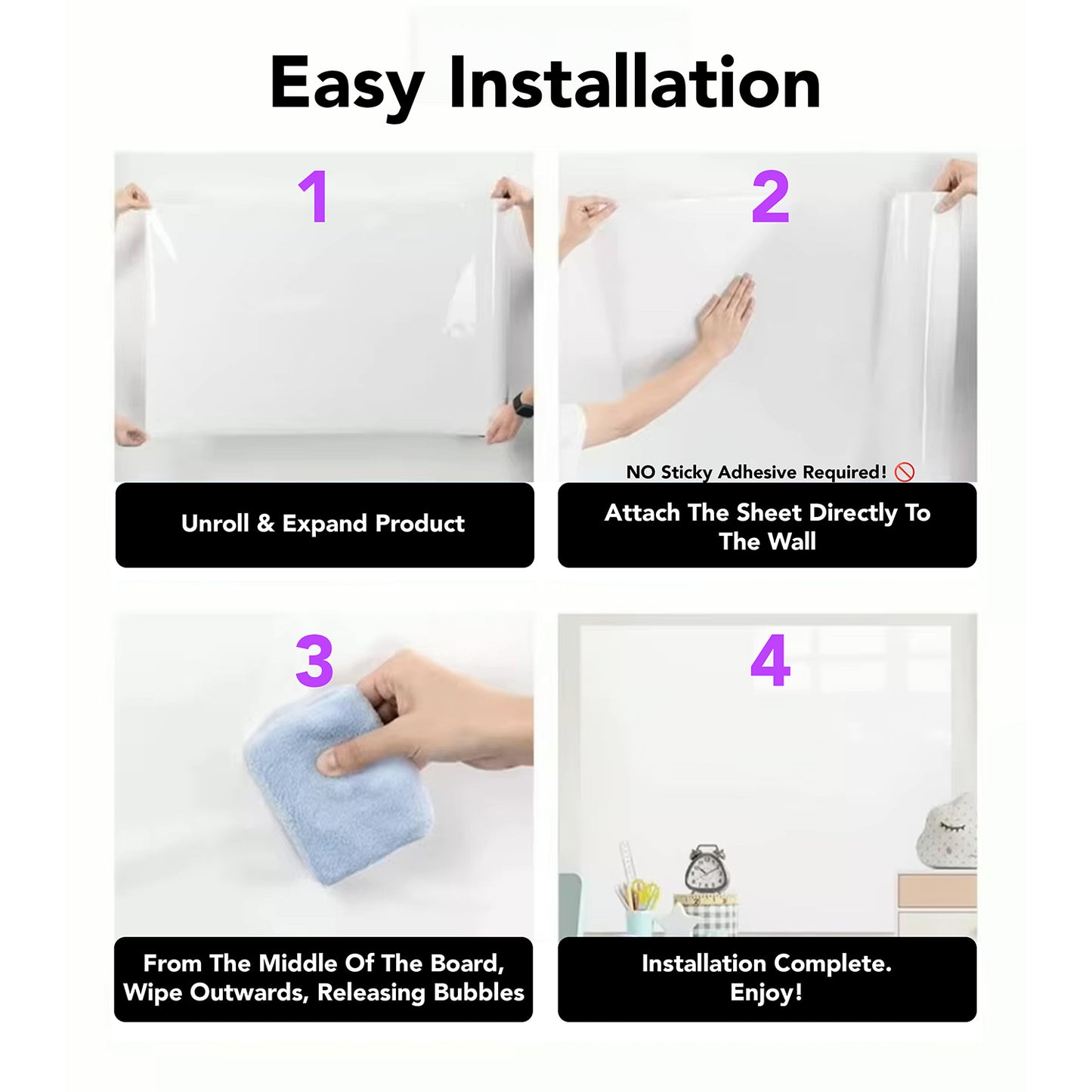 Static Cling Dry Erase Whiteboard (No Adhesive Required)