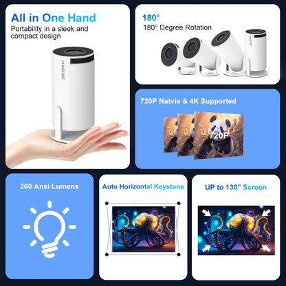 Magcubic | 4K Ultra HD, Auto Keystone, WiFi 6 Bluetooth Air Remote Mini Projector - HY300PRO
