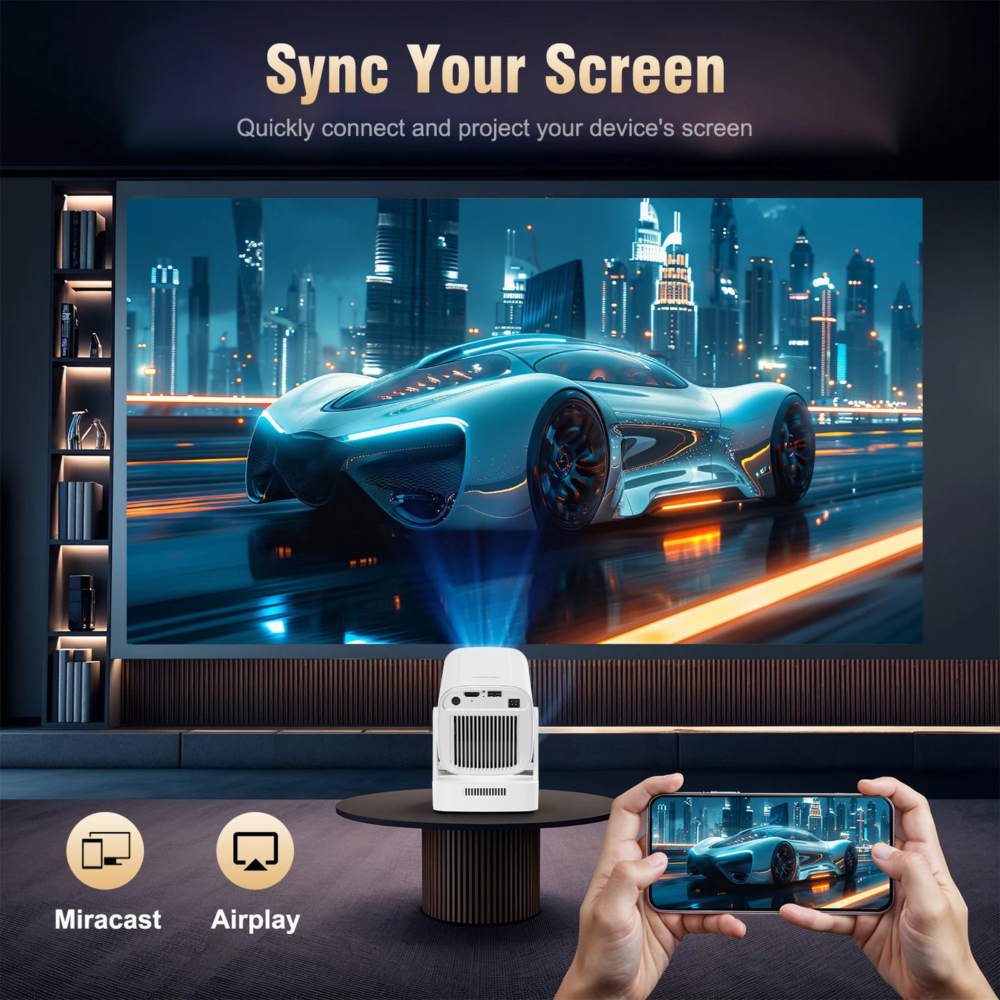 Magcubic | HY310 Mini Projector – Auto Focus, Native 1080P, 330ANSI, Android 11, 4K Support, Air Mouse + Voice Assistant