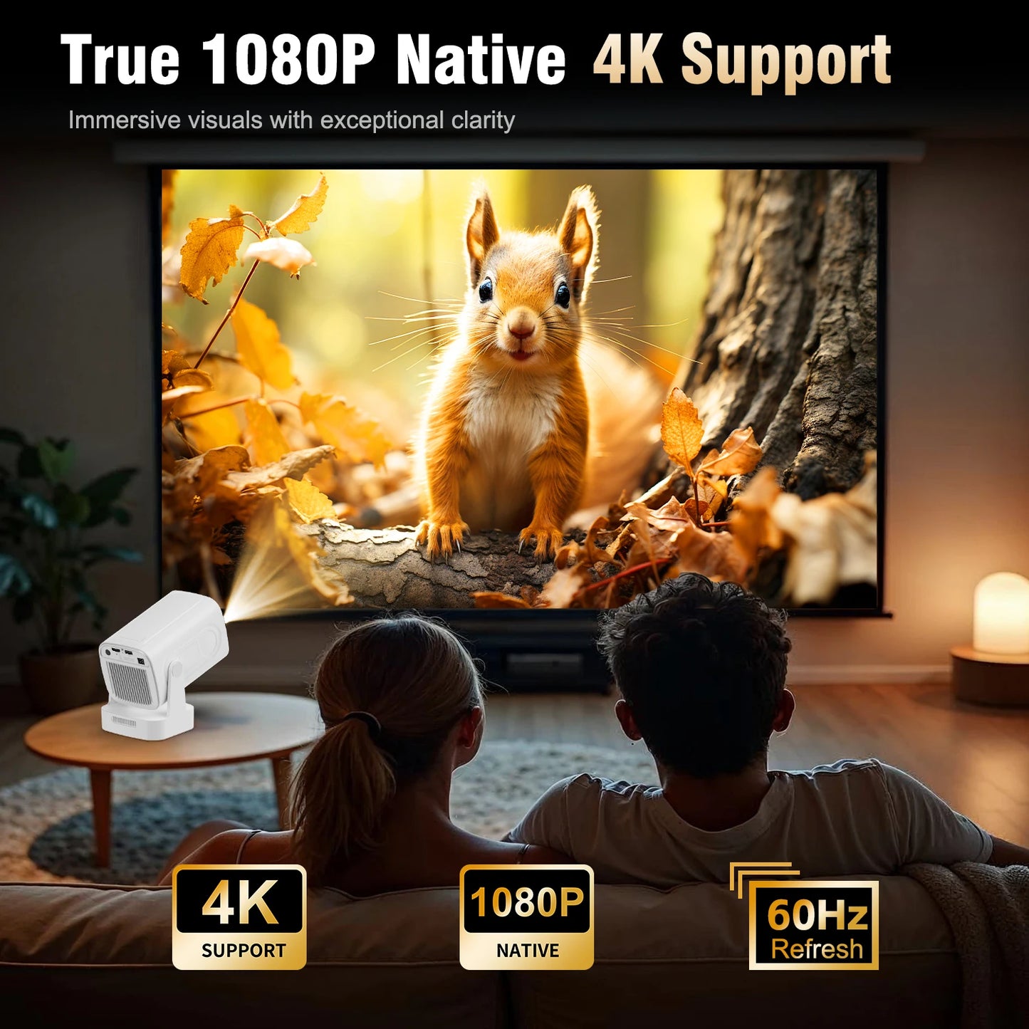 Magcubic | HY310 Mini Projector – Auto Focus, Native 1080P, 330ANSI, Android 11, 4K Support, Air Mouse + Voice Assistant