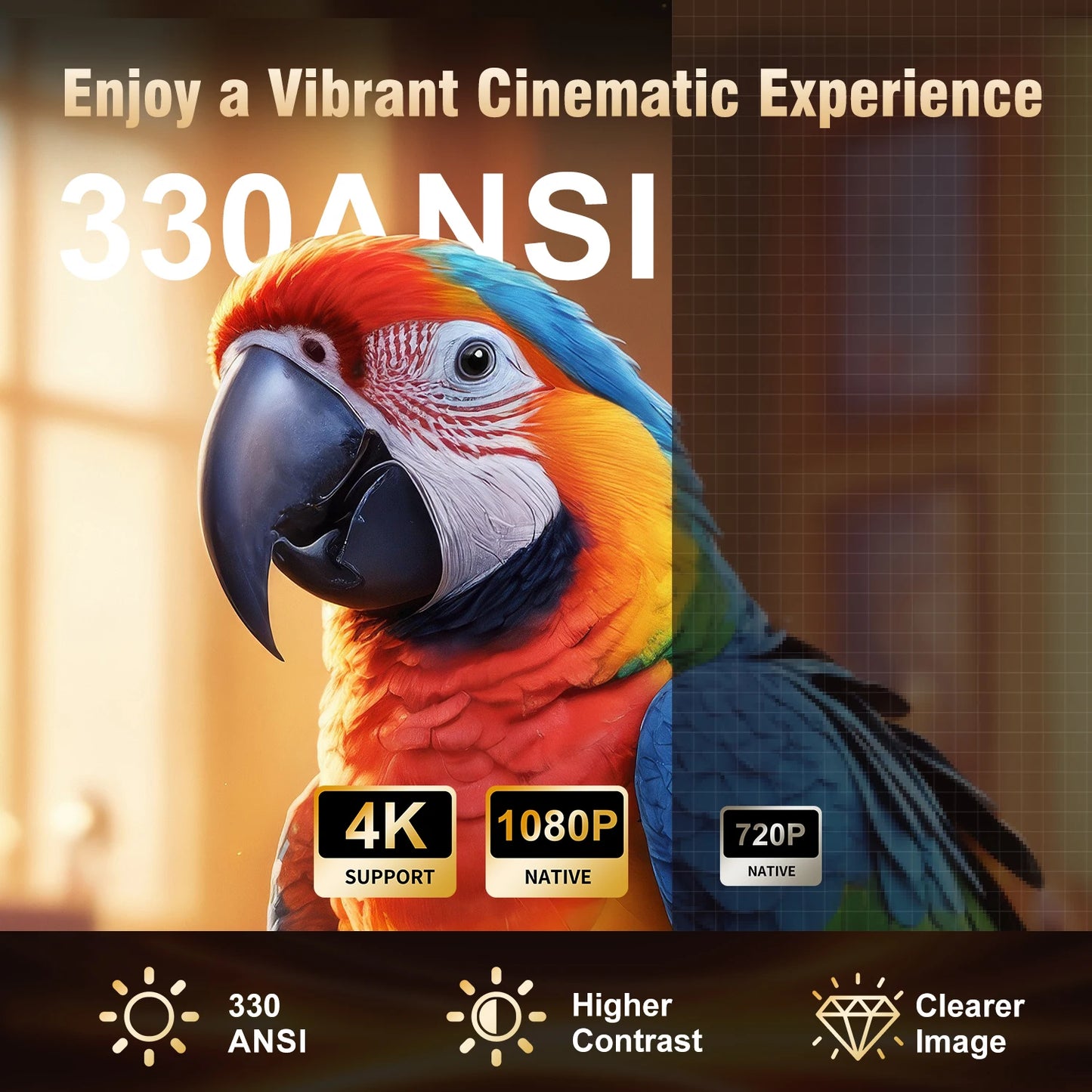 Magcubic | HY310 Mini Projector – Auto Focus, Native 1080P, 330ANSI, Android 11, 4K Support, Air Mouse + Voice Assistant