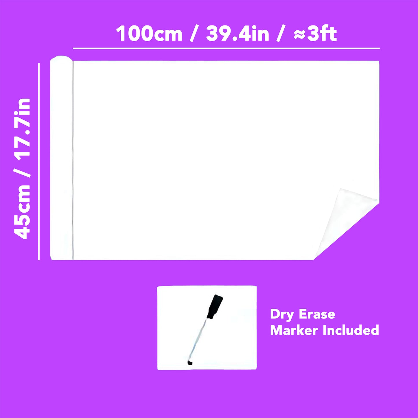 Static Cling Dry Erase Whiteboard (No Adhesive Required)